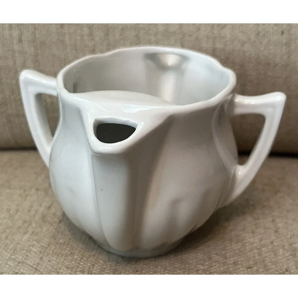 Vtg Pillivuyt France White Porcelain Double Spout & Handle 6